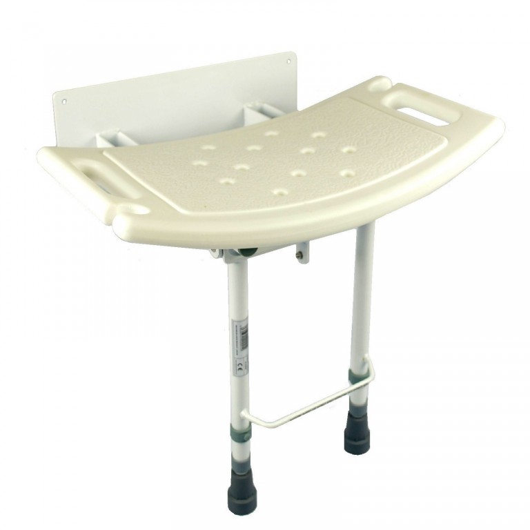 Wall mounted fold down shower seat with legs - Elite Care Direct